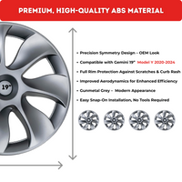 Symmetrical Wheel Rim Cover Hubcap Gray For Tesla Model Y 2020-2024 Gemini 19''