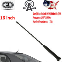 Antenna Mast Spiral Whip Aerial AM FM Radio Roof Car Antenna Universal 16''