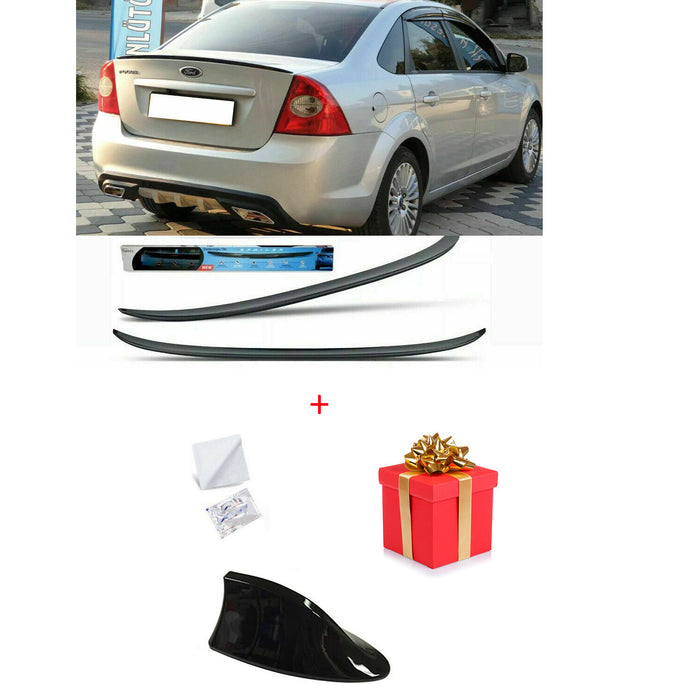 Rear Trunk Boot Spoiler Bodykit Black Focus 2004-2010 Car Shark Fin Antenna 