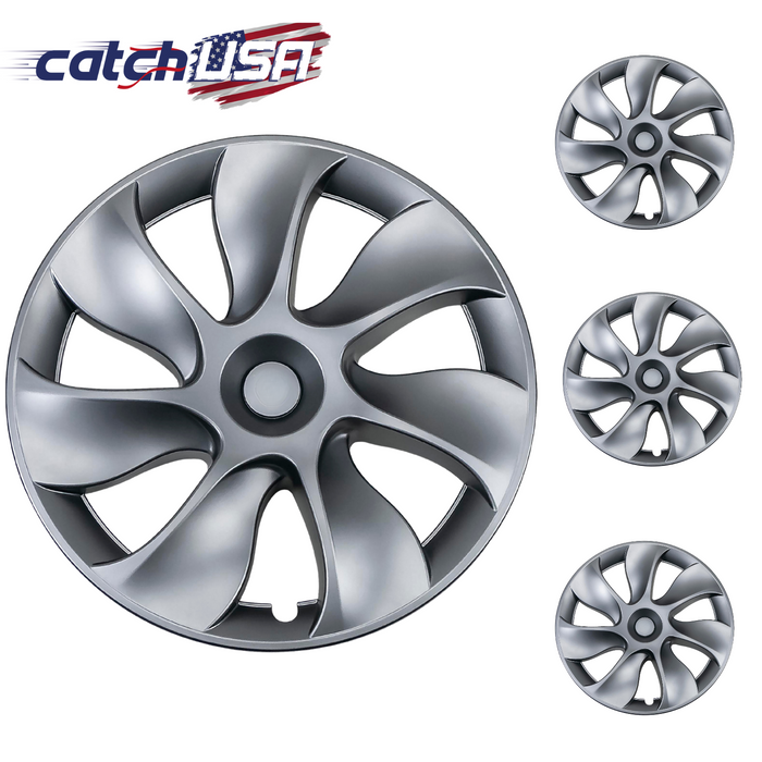 Symmetrical Wheel Rim Cover Hubcap Gray For Tesla Model Y 2020-2024 Gemini 19''