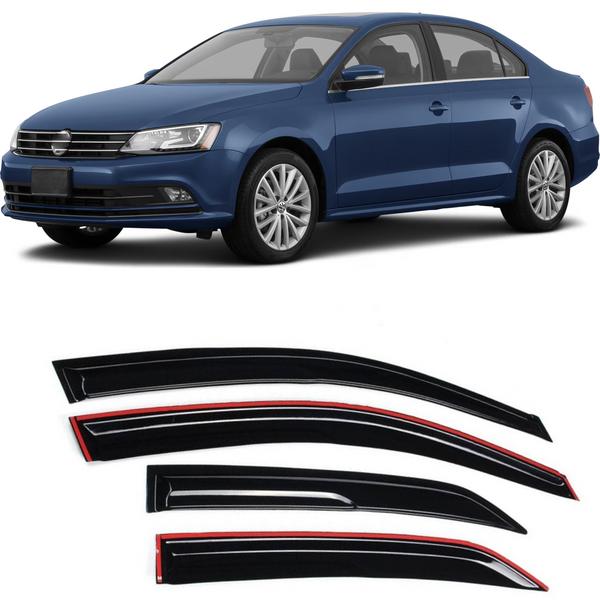 Smoke Window Visors 4x Set Fits VW Jetta 2011-2018 4-Door Rain/Sun/Wind Guard