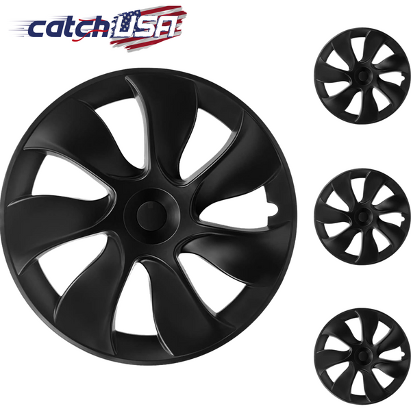 Gemini 19" Symmetrical Wheel Rim Cover Hubcap Black For Tesla Model Y 2020-2024